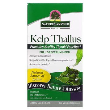 Бурая водоросль, Kelp Thallus, Nature's Answer, 100 вегетарианских капсул