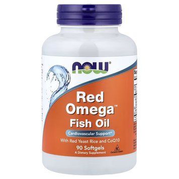 Красный рис, Омега и Коэнзим, Red Omega Fish Oil With Red Yeast Rice and CoQ10, Now Foods, 90 гелевых капсул