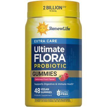 Пробіотики, 2 млрд КУО, смак малини, Ultimate Flora Extra Care Probiotic Gummies, Renew Life, 48 жувальних цукерок
