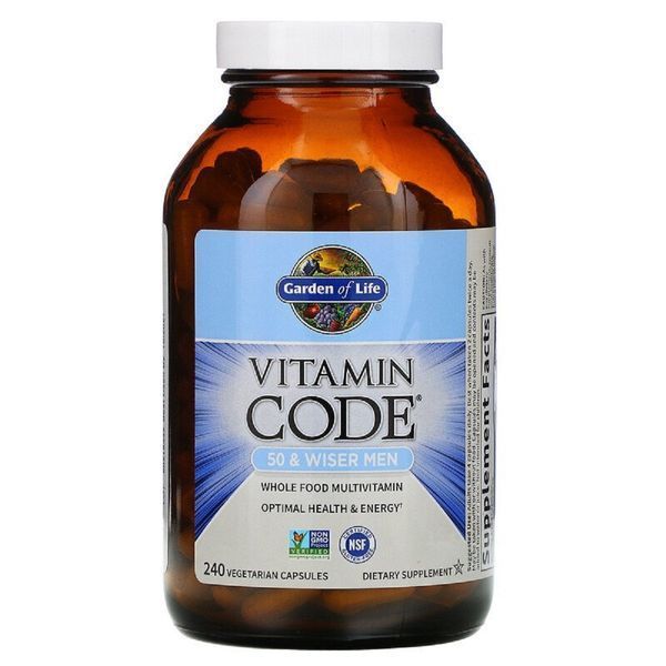 Мультивитамины для Мужчин 50+, Vitamin Code, 50 & Wiser Men, Garden of Life, 240 вегетарианских капсул