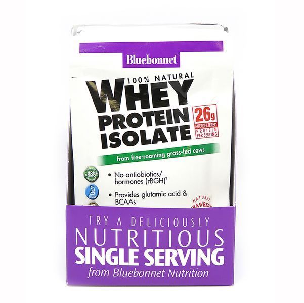 Ізолят сироваткового білку, Смак полуниці, Whey Protein Isolate, Bluebonnet Nutrition, 8 пакетиків