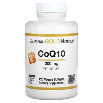 Коензим Q10, 200 мг, CoQ10, California Gold Nutrition, 120 вегетаріанських капсул