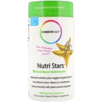 Мультивитамины На Основе Пищевых Продуктов, Nutri Stars, Rainbow Light, С Фруктовым Вкусом, 60 жевательных таблеток