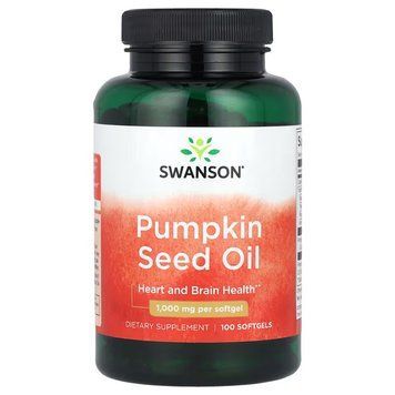 Масло семян тыквы, 1000 мг, Pumpkin Seed Oil, Swanson, 100 гелевых капсул