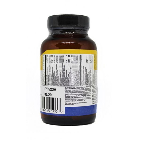 Мультивітаміни та Мінерали для Чоловіків без заліза, Max for Men Iron Free, Country Life, 60 таблеток
