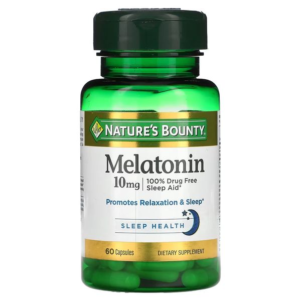 Мелатонін, 10 мг, Melatonin, Nature's Bounty, 60 капсул