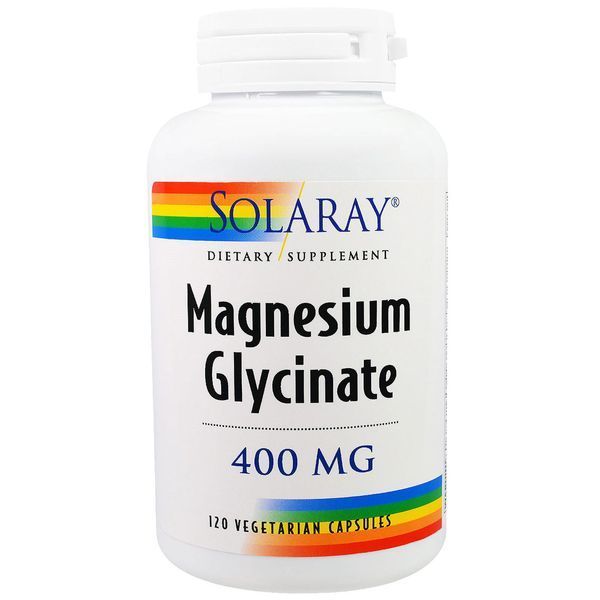 Магний Глицинат, Magnesium Glycinate, Solaray, 400 мг, 120 вегетарианских капсул