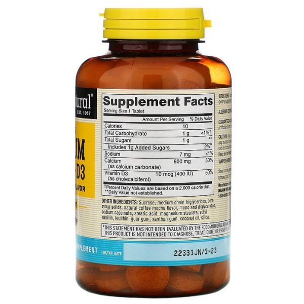 Кальцій D3, смак кави і мокко, Calcium + D3, Mason Natural, 100 жувальних таблеток