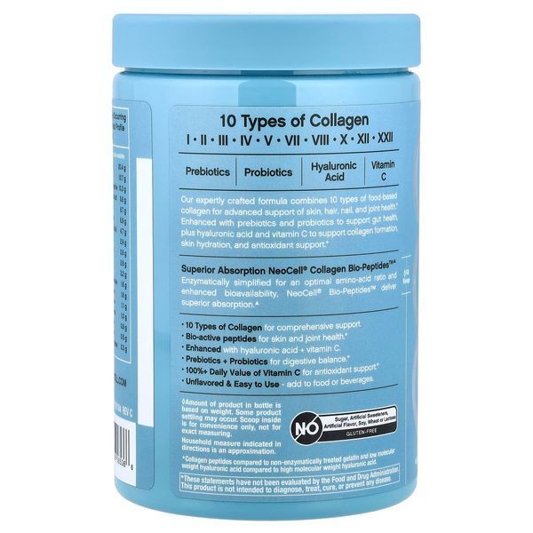 Коллаген с гиалуроновой кислотой и витамином C, Multi Collagen Advanced Bio-Peptides, Neocell, 283 г