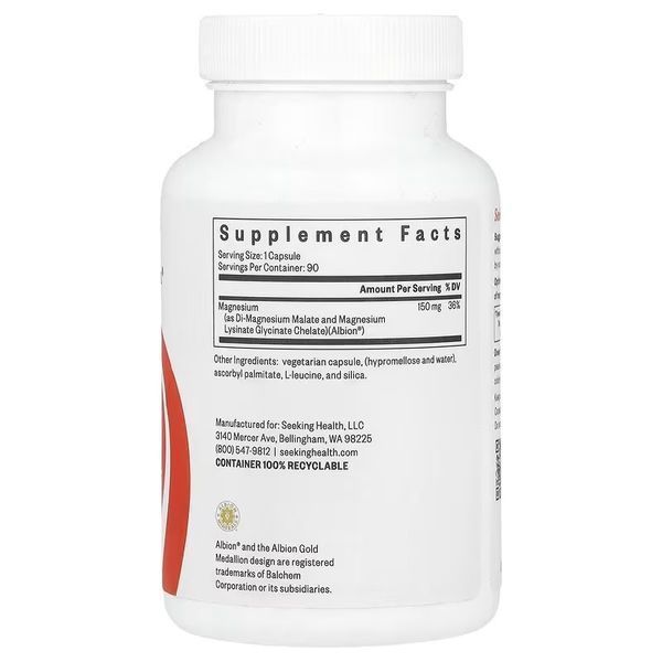 Магній, 150 мг, Optimal Magnesium, Seeking Health, 100 капсул