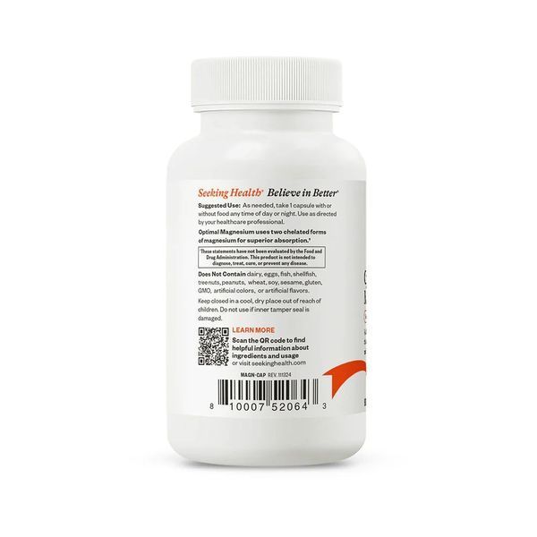 Магній, 150 мг, Optimal Magnesium, Seeking Health, 100 капсул