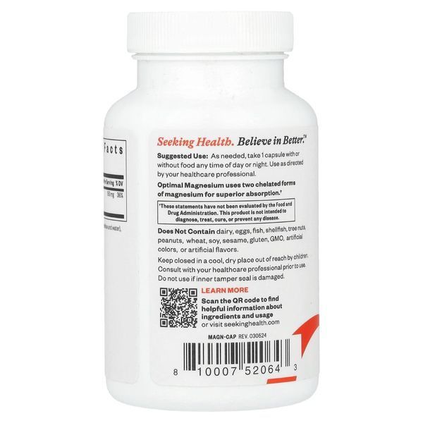 Магній, 150 мг, Optimal Magnesium, Seeking Health, 100 капсул