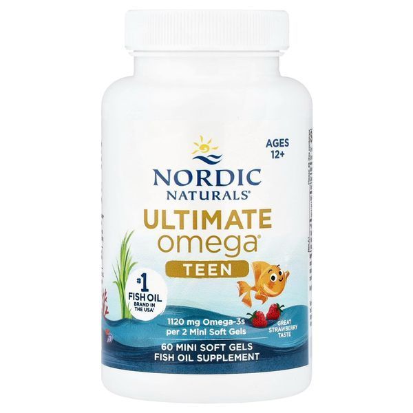 Омега-3, риб'ячий жир для підлітків, смак полуниці, Teen, Ultimate Omega Fish Oil, Ages 12+, Nordic Naturals, 60 мінікапсул