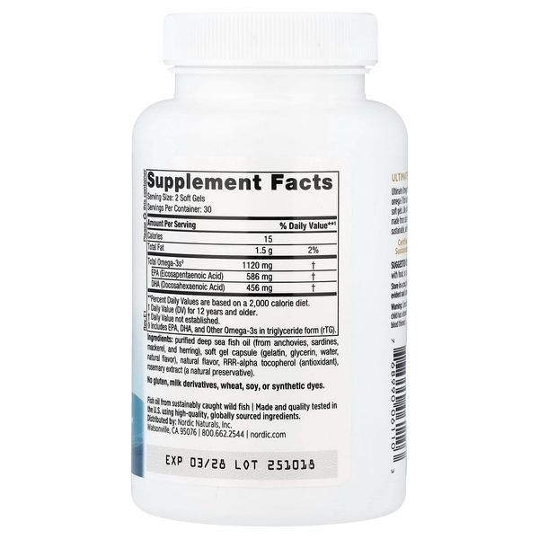 Омега-3, риб'ячий жир для підлітків, смак полуниці, Teen, Ultimate Omega Fish Oil, Ages 12+, Nordic Naturals, 60 мінікапсул