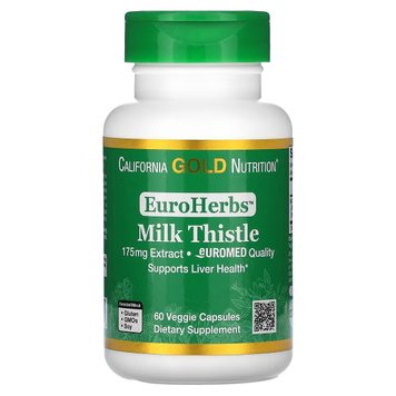 Екстракт розторопші, 175 мг, Milk Thistle Extract, EuroHerbs, European Quality, California Gold Nutrition, 60 вегетаріанських капсул