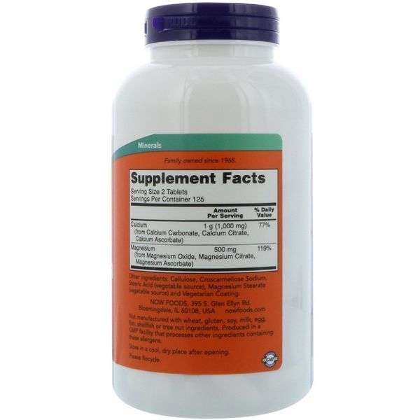 Кальцій та Магній, Calcium & Magnesium, Now Foods, 250 Таблеток