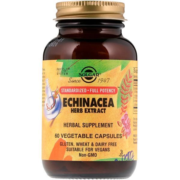 Ехінацея (Екстракт), Echinacea Herb Extract, Solgar, 60 вегетаріанських капсул