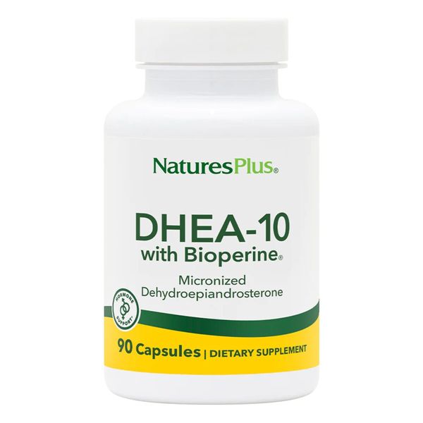 Дегідроепіандростерон з біоперином, 10 мг, DHEA-10 With Bioperine, Natures Plus, 90 Вегетаріанських Капсул