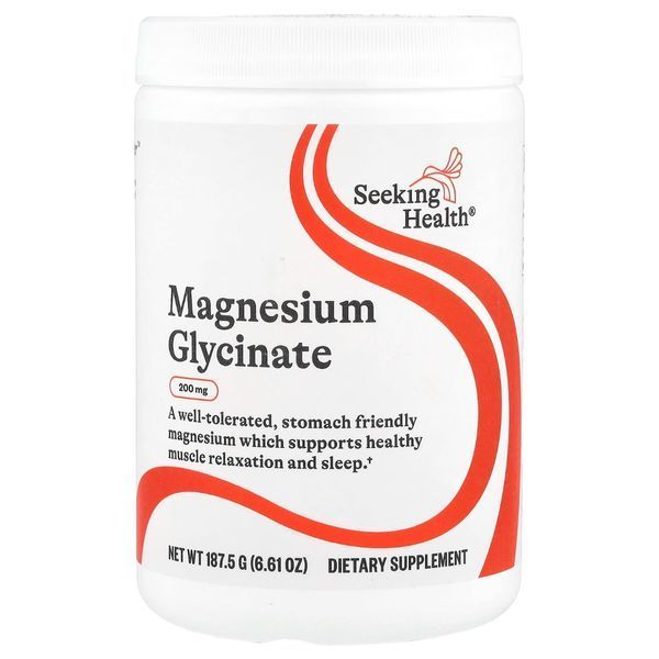 Магній гліцинат у порошку, 200 мг, Magnesium Glycinate Powder, Seeking Health, 187,5 гр