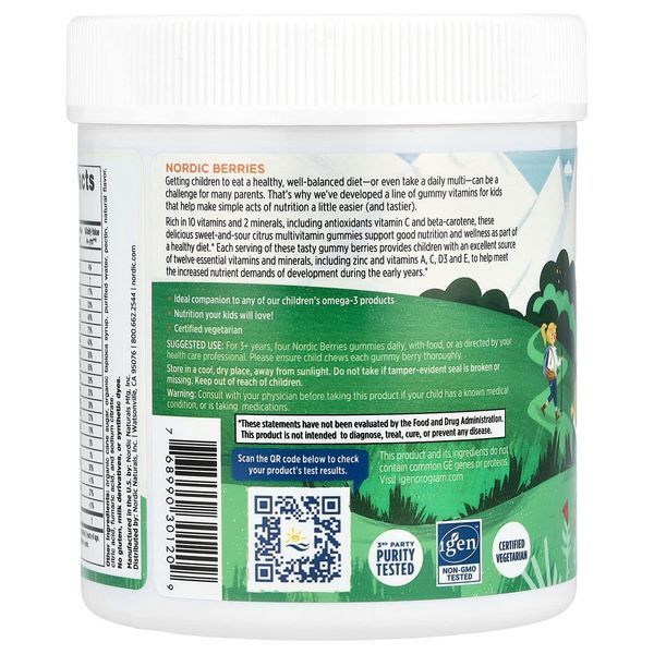Мультивітаміни для дітей, смак апельсин та лимон, Nordic Berries, Multivitamin Gummies, Ages 3+, Nordic Naturals, 120 жувальних цукерок