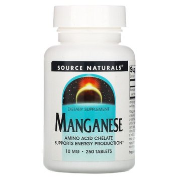 Марганець 10мг, Source Naturals, 250 таблеток