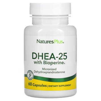 Дегідроепіандростерон з біоперином, 25 мг, DHEA-25 With Bioperine, Natures Plus, 60 капсул