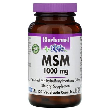 МСМ 1000 мг, MSM, Bluebonnet Nutrition, 120 вегетарианских капсул