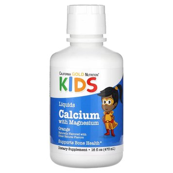 Дитячий рідкий кальцій з магнієм, смак апельсину, Children's Liquid Calcium with Magnesium, California Gold Nutrition, 473 мл