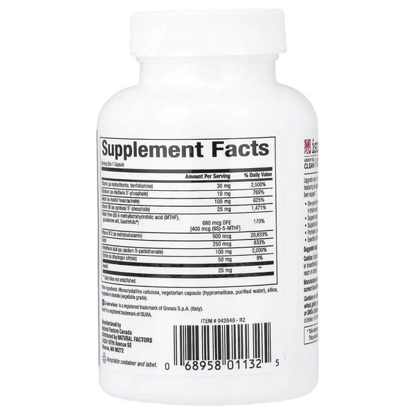 Активний комплекс вітамінів B, BioCoenzymated, Active B Complex, Natural Factors, 60 вегетаріанських капсул