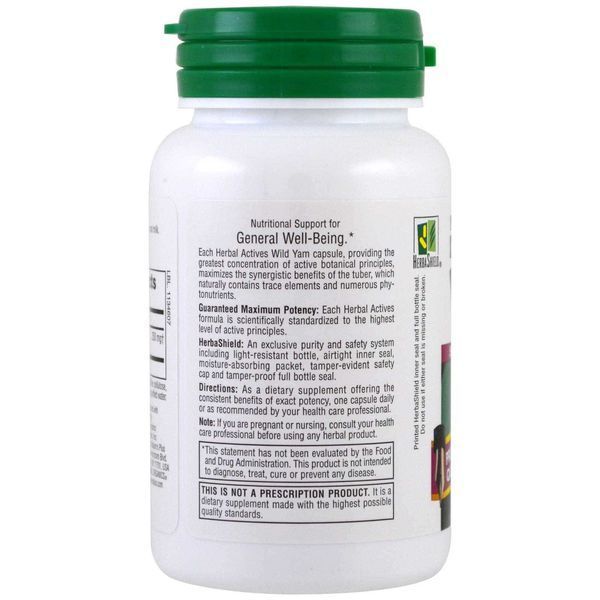 Дикий Ямс 250мг, Herbal Actives, Natures Plus, 60 гелевих капсул