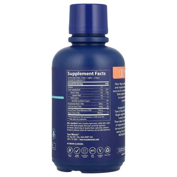 Клетчатка, вкус апельсина и мандарина, Fiber, Trace Minerals, 444 мл