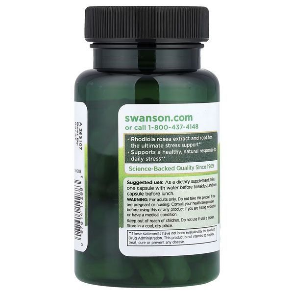 Родіола рожева, Rhodiola Rosea Extract, Swanson, 60 капсул