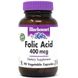 Фолієва кислота 400 мг, Folic Acid, Bluebonnet Nutrition, 90 вегетаріанських капсул