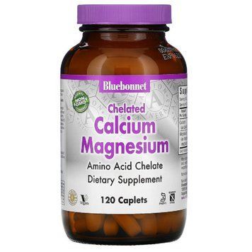 Хелатний Кальцій і Магній, Chelated Calcium Magnesium, Bluebonnet Nutrition, 120 таблеток