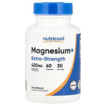 Магній+, 420 мг, Magnesium+, Extra-Strength, Nutricost, 60 капсул