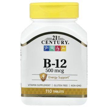 Вітамін B12, 500 мкг, Vitamin B-12, 21st Century, 110 таблеток