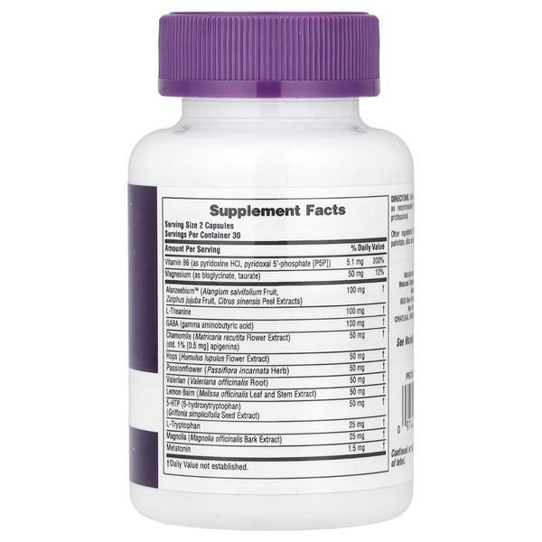 Комплекс для зняття стресу з мелатоніном, Stress & Sleep Complex, with Melatonin, Natures Plus, 60 капсул