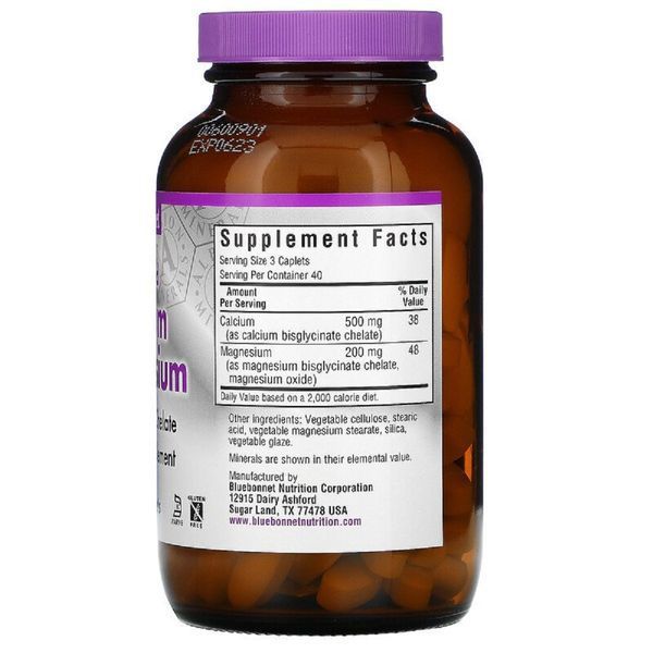 Хелатний Кальцій і Магній, Chelated Calcium Magnesium, Bluebonnet Nutrition, 120 таблеток