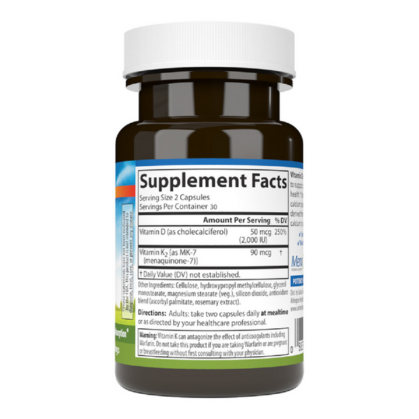 Вітамін D3+K2, 2000 МО та 90 мкг, Vitamin D3+K2, Carlson, 60 вегетаріанських капсул
