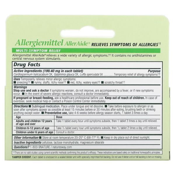 Засіб від алергії, Allergy Relief, Allergiemittel AllerAide, Boericke & Tafel, 40 таблеток