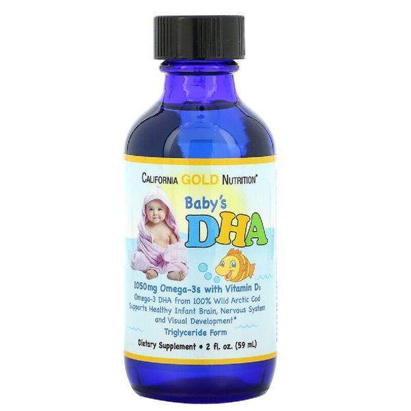 Дитячий DHA, Омега-3 з Вітаміном D3, Baby's DHA, Omega-3s with Vitamin D3, California Gold Nutrition, 59 мл (2 рідких унції)