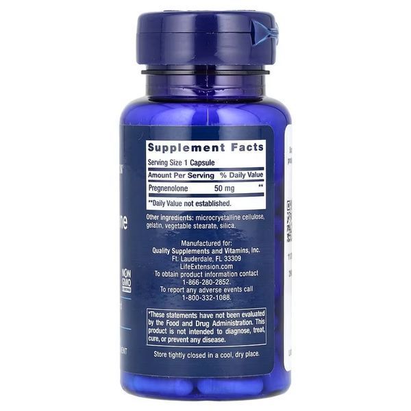 Прегненолон, 50 мг, Pregnenolone, Life Extension, 100 капсул