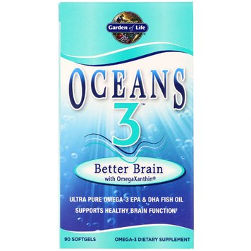 Комплекс Для Підтримки Мозку З Омега-Ксантином, Oceans 3, Better Brain with OmegaXanthin, Garden of Life, 90 м'яких желатинових капсул