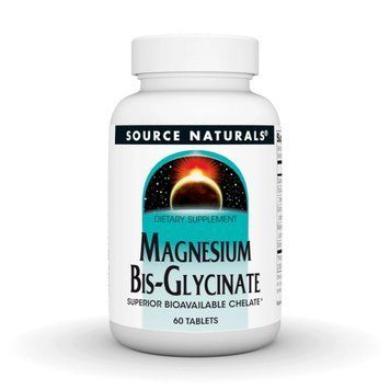 Магній Бісгліцинат, Magnesium Bis-Glycinate, Source Naturals, 60 таблеток