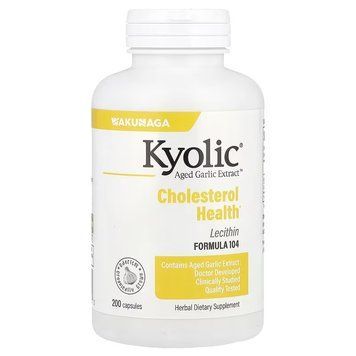 Экстракт чеснока с лецитином, для снижения уровня холестерина, Aged Garlic Extract with Lecithin, Cholesterol Health, Kyolic, 200 капсул