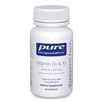 Витамин D3 и K2, Vitamin D3 & K2, Pure Encapsulations, 60 капсул