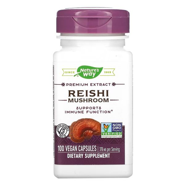 Гриби Рейші, Reishi, Standardized, Nature's Way, 376 mg, 100 капсул