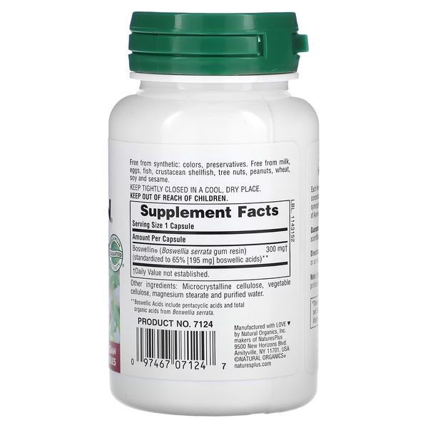 Босвелін, 300 мг, Boswellin, Herbal Actives, Natures Plus, 60 Вегетаріанських Капсул