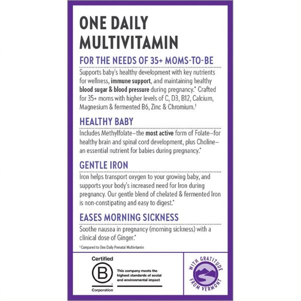 Щоденні Мультівітаміни для вагітних, One Daily Prenatal Multivitamin 35+, New Chapter, 30 таблеток