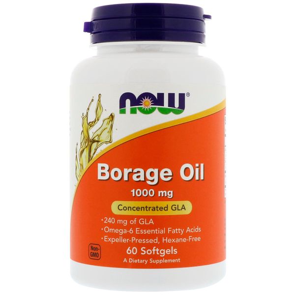 Масло бурачника, Now Foods, Borage Oil, 1000 мг, 60 м'яких желатинових капсул